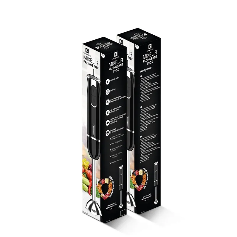 Mixeur plongeant pied inox 600W Noir - KITCHENCOOK - HANDXBLACK