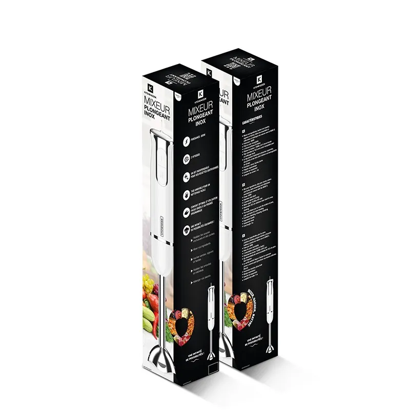 Mixeur plongeant pied inox 600W Blanc- KITCHENCOOK - HANDXWHITE