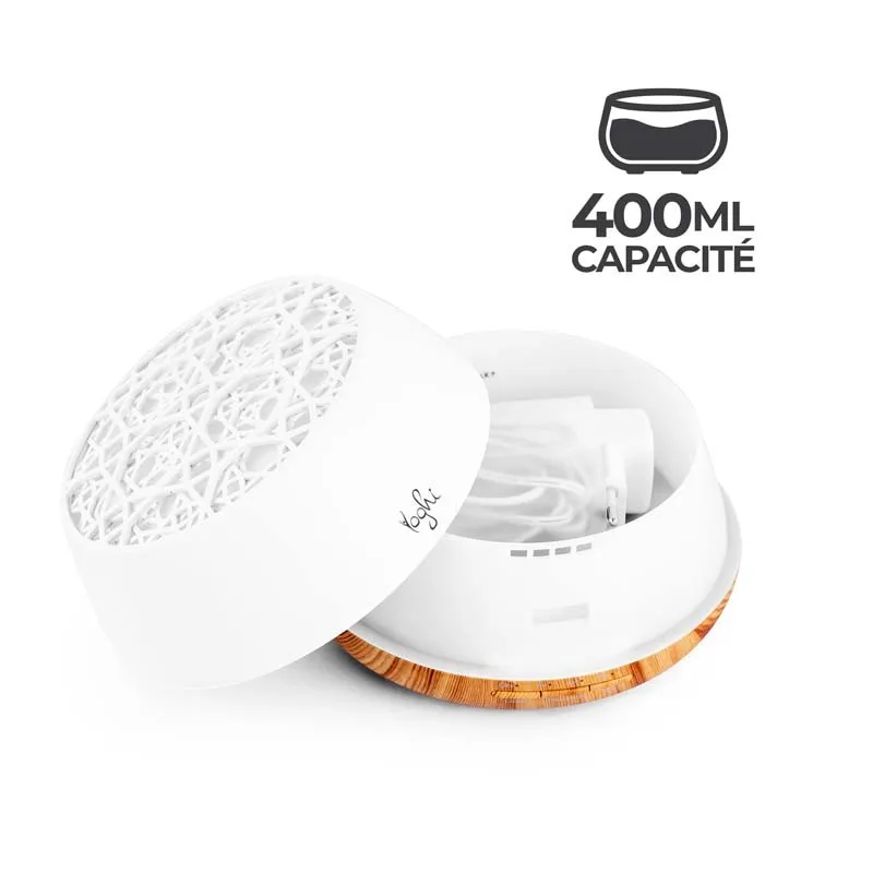 Diffuseur d'arôme et humidificateur LED 7W 400ml Blanc - YOGHI - AROMI400WHITE