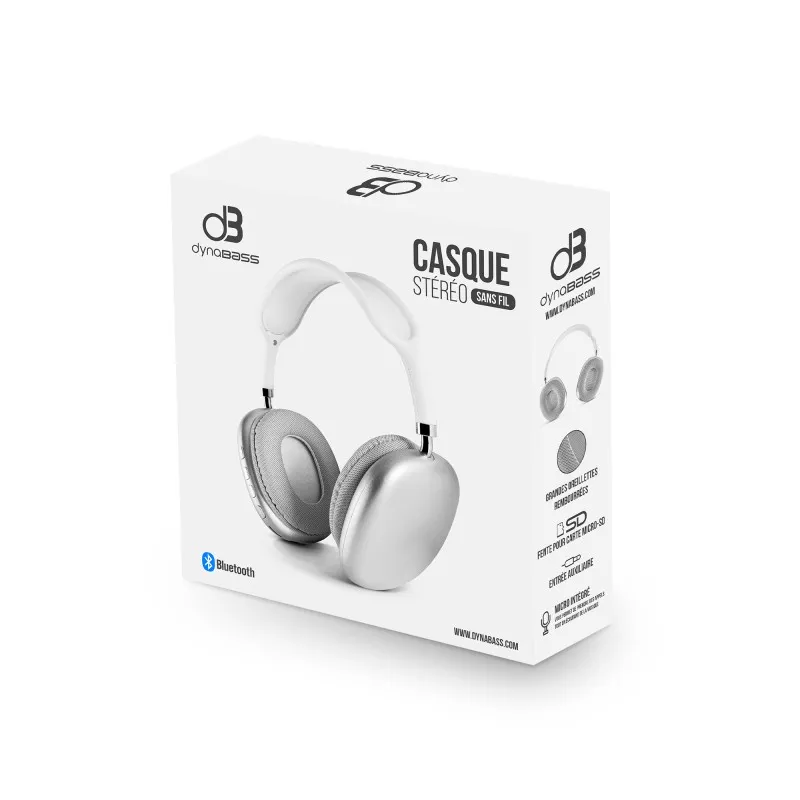 Casque stéréo Bluetooth 5.3 Blanc - DYNABASS - DBX300WHITE