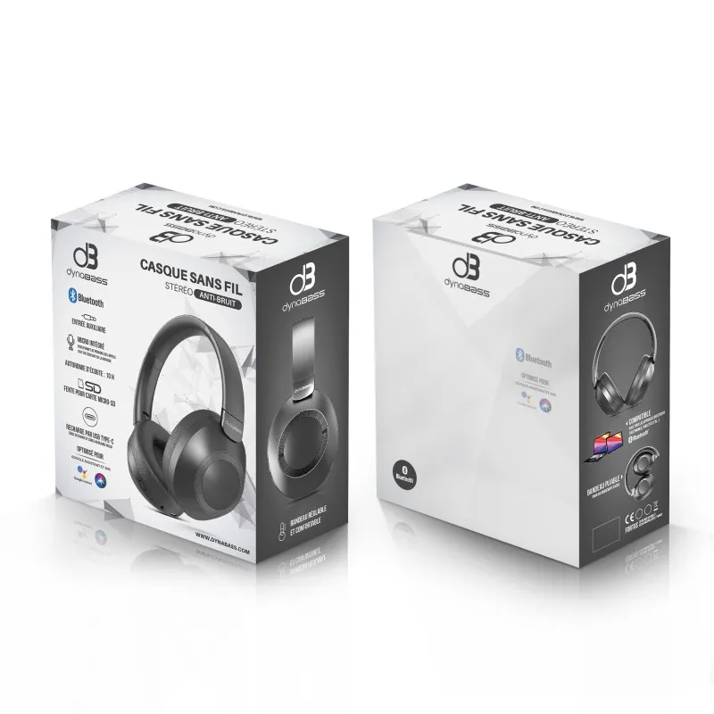Casque stéréo Bluetooth 5.3 ANC Gris - DYNABASS - DBX560GREY6