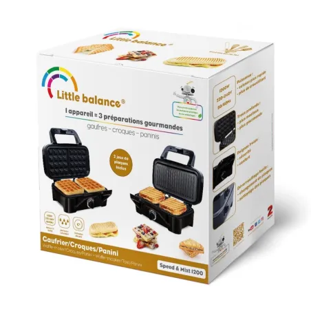 Gaufrier multifonction Speed’n Mixt 1200W Noir - LITTLE BALANCE - LB8368