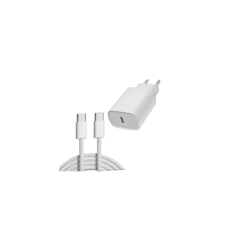 Chargeur secteur USB-C 20W avec câble USB-C vers USB-C 1,5 m Blanc - GEEK MONKEY - GM050