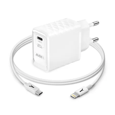 Kit Chargeur secteur 20W + Câble Lightning Blanc - AKASHI - ALT29991