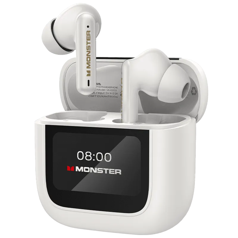 Écouteurs bluetooth sans fil TH300 tactile avec écran blanc - MONSTER
