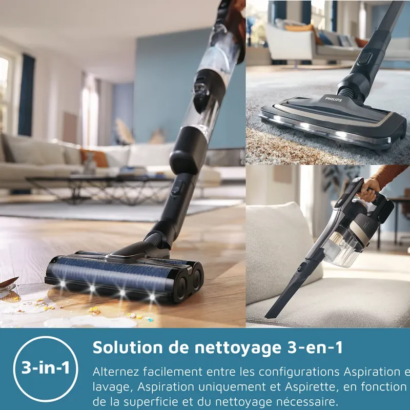 Aspirateur balai laveur AquaTrio Série 9000 - PHILIPS - XW9463/11