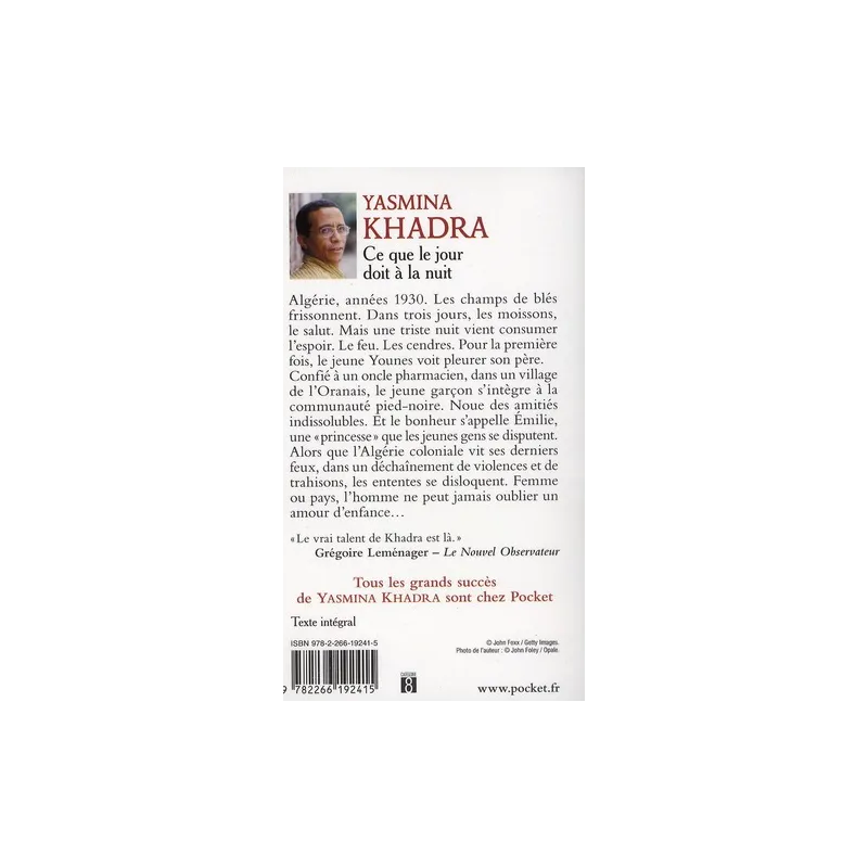 Ce que le jour doit à la nuit - Yasmina Khadra - Pocket - Poche - ravate.com librairie reunion