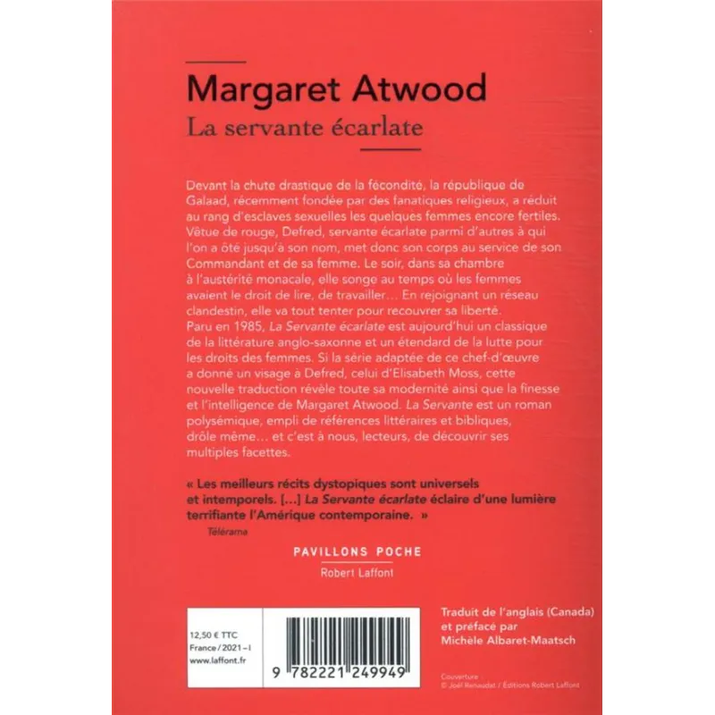 La servante écarlate - Margaret Atwood - Robert Laffont - Poche - ravate.com librairie reunion