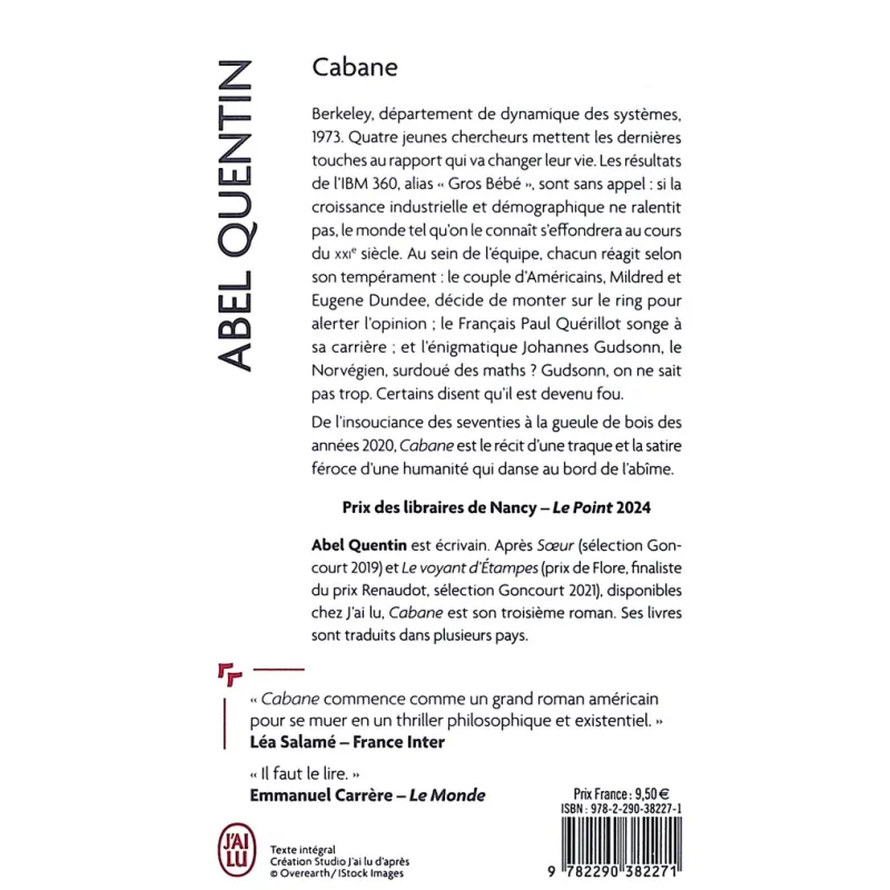 Cabane - Abel Quentin - J - ravate.com librairie reunion