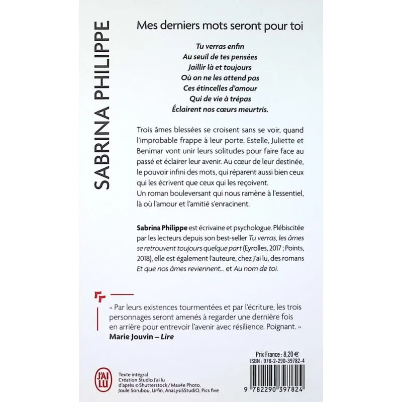 Mes derniers mots seront pour toi - Sabrina Philippe - J - ravate.com librairie reunion