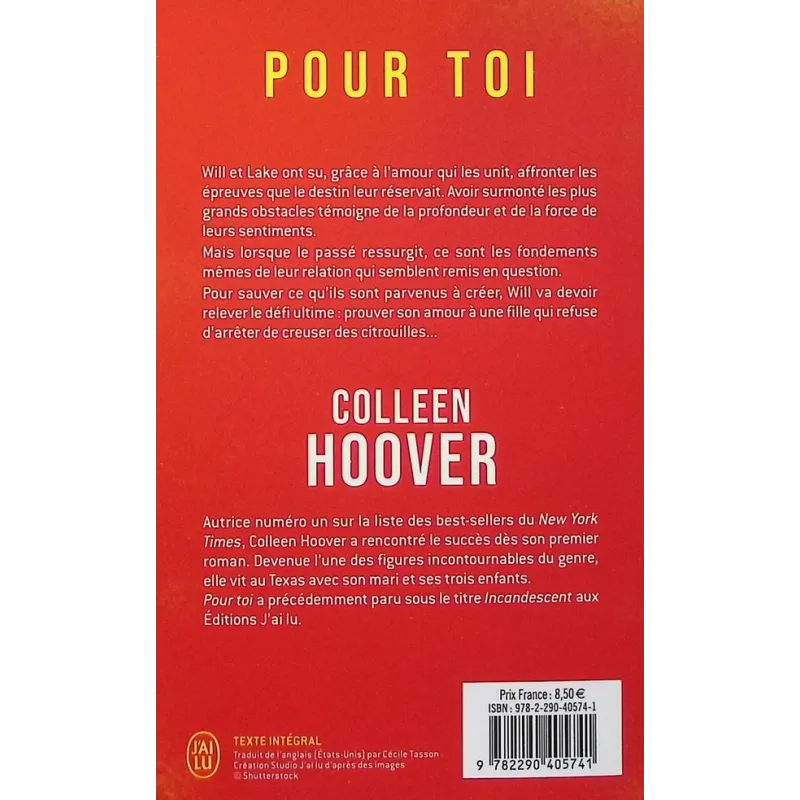 Pour toi - Colleen Hoover - J - ravate.com librairie reunion