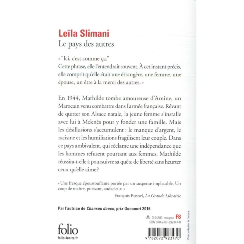 Le pays des autres Tome 1 - Leïla Slimani - Folio - Poche - ravate.com librairie reunion