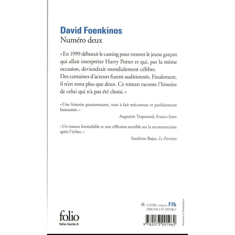 Numéro deux - David Foenkinos - Folio - Poche - ravate.com librairie reunion
