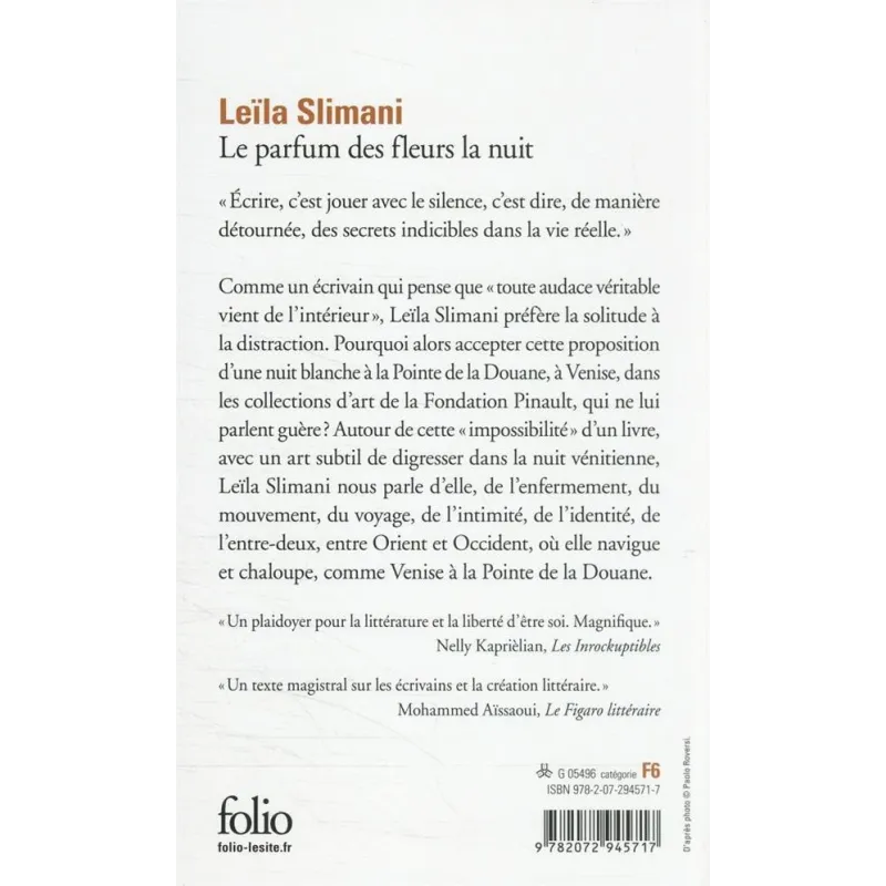 Le parfum des fleurs la nuit - Leïla Slimani - Folio - Poche - ravate.com librairie reunion