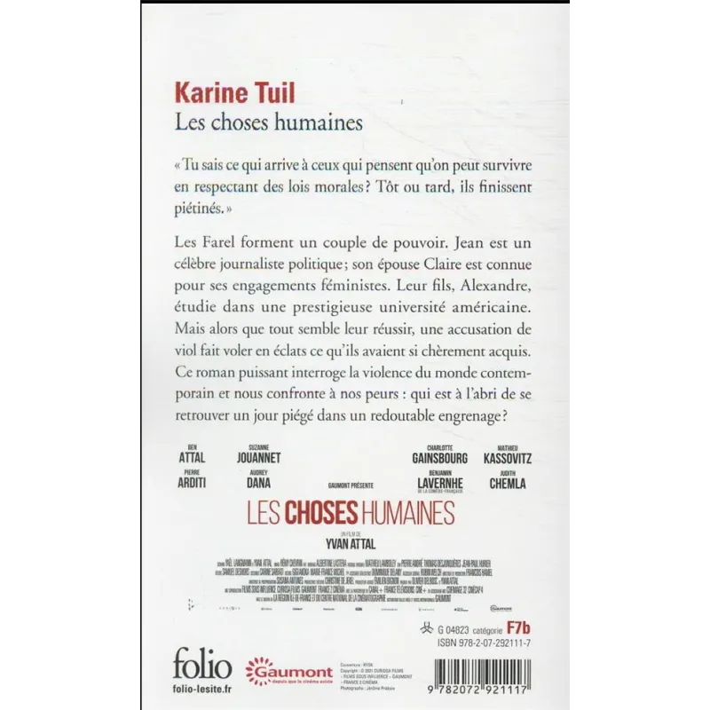 Les choses humaines - Karine Tuil - Folio - Poche - ravate.com librairie reunion