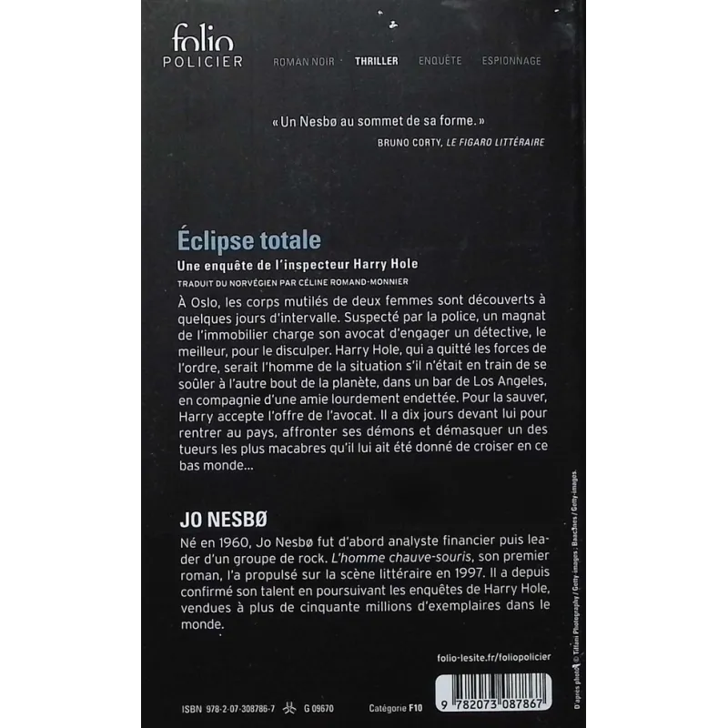 Éclipse totale : Une enquête de Harry Hole - Jo Nesbø - Folio - Poche - ravate.com librairie reunion