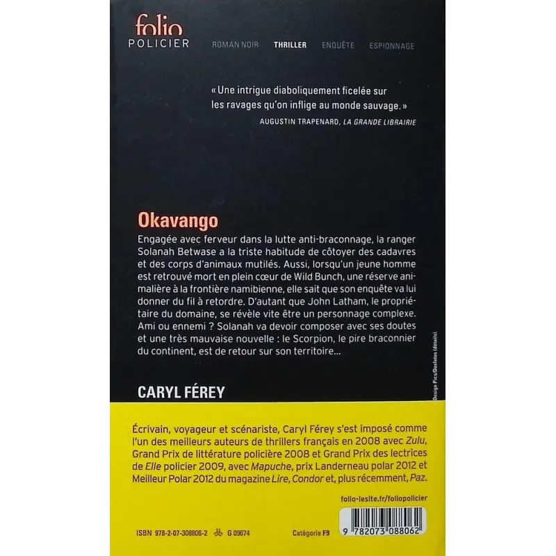 Okavango - Caryl Férey - Folio - Poche - ravate.com librairie reunion