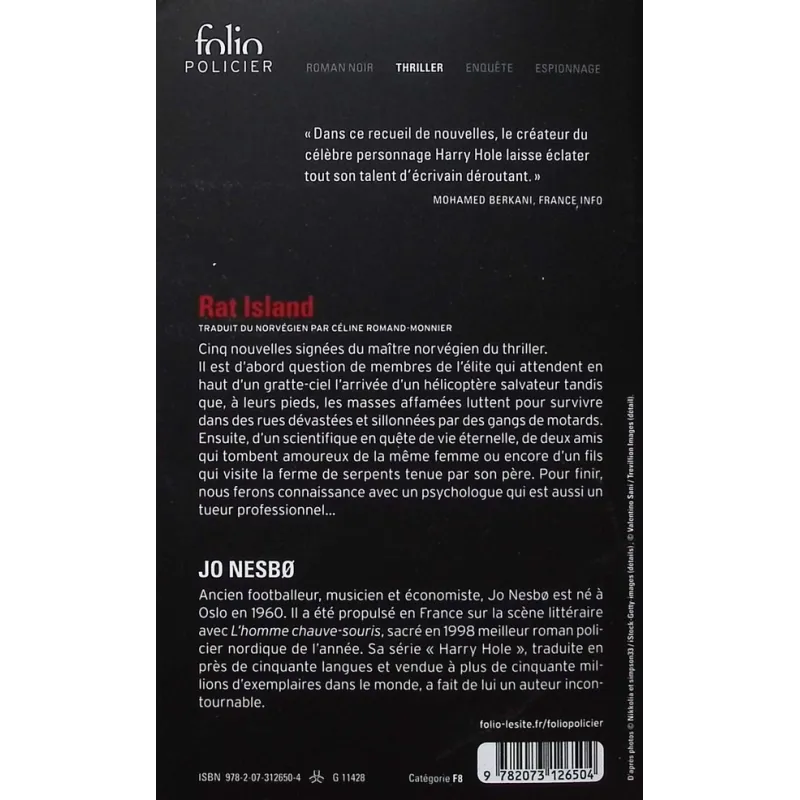 Rat island - Jo Nesbø - Folio - Poche - ravate.com librairie reunion