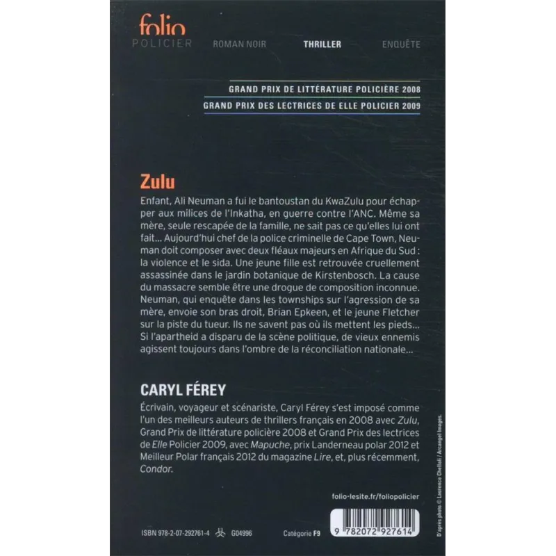 Zulu - Caryl Férey - Folio - Poche - ravate.com librairie reunion