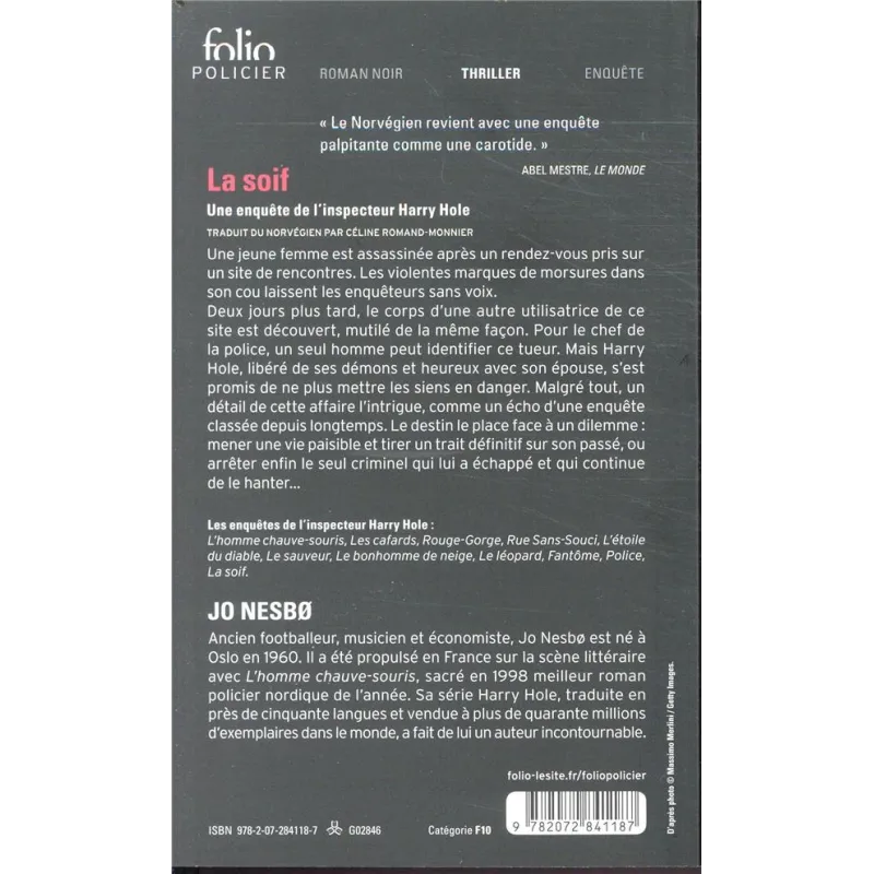 La soif - Jo Nesbø - Folio - Poche - ravate.com librairie reunion