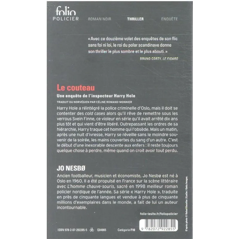 Le couteau - Jo Nesbø - Folio - Poche - ravate.com librairie reunion