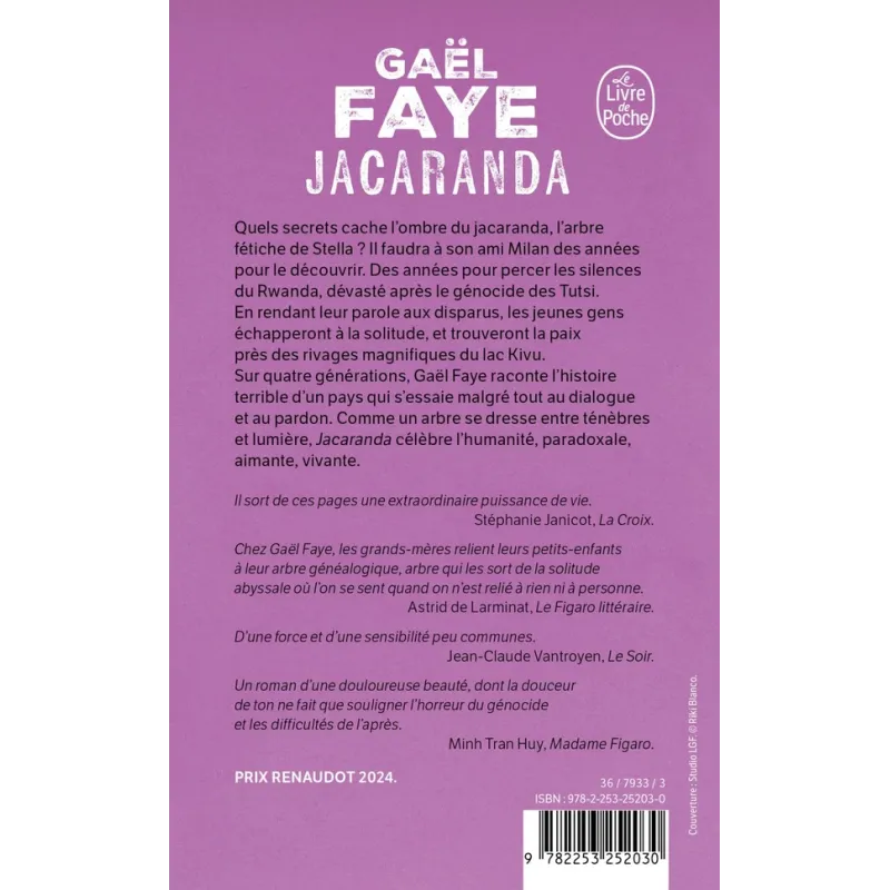 Jacaranda - Gaël Faye - Le Livre de Poche - Poche - ravate.com librairie reunion