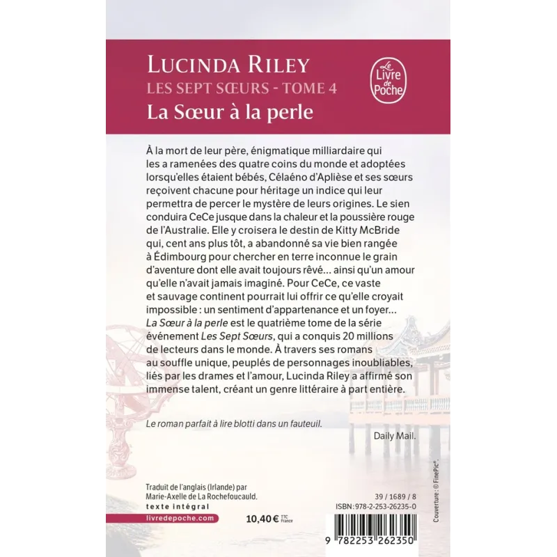 Les sept soeurs Tome 4 : La soeur à la perle - Lucinda Riley - Le Livre de Poche - Poche - ravate.com librairie reunion