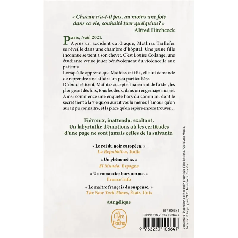 Angélique - Guillaume Musso - Le Livre de Poche - Poche - ravate.com librairie reunion