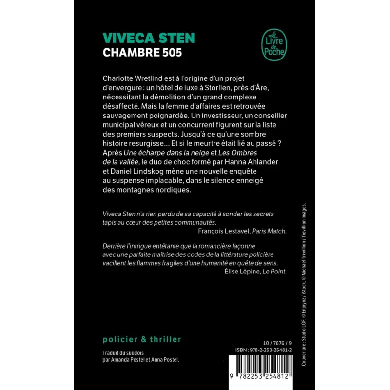 Chambre 505 - Viveca Sten - Le Livre de Poche - Poche - ravate.com librairie reunion