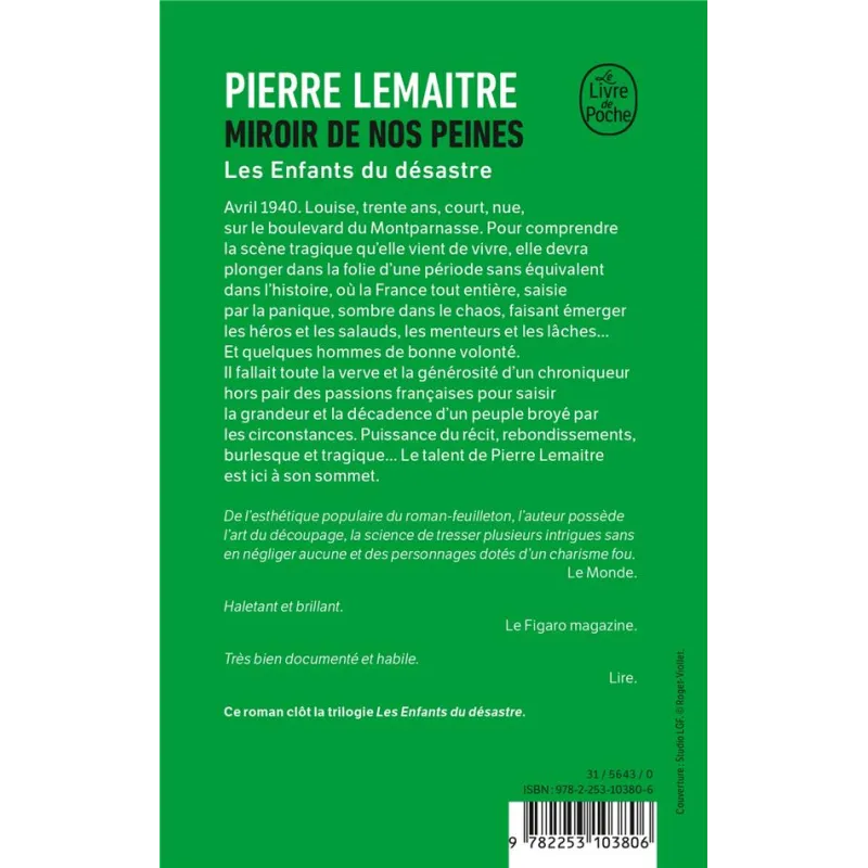 Miroir de nos peines - Pierre Lemaitre - Le Livre de Poche - Poche - ravate.com librairie reunion