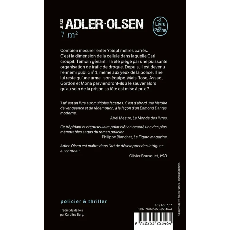 Les enquêtes du département V Tome 10 : 7m² - Jussi Adler-Olsen - Le Livre de Poche - Poche - ravate.com librairie reunion