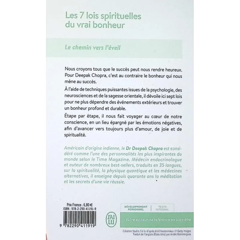 Les 7 lois spirituelles du vrai bonheur : Le chemin vers l - ravate.com librairie reunion