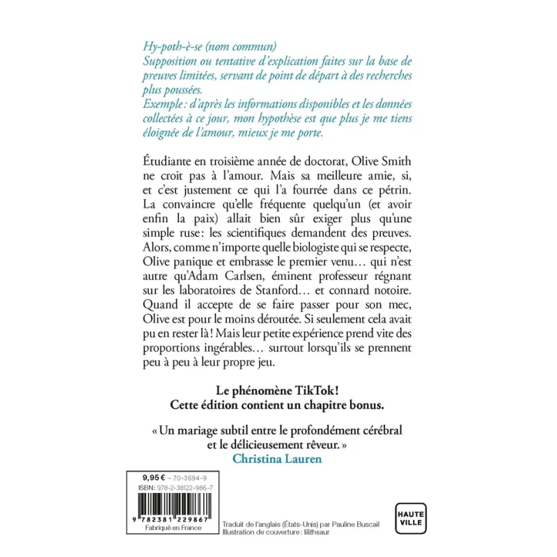 The Love Hypothesis - Ali Hazelwood - Éditions Hauteville - Poche - ravate.com librairie reunion
