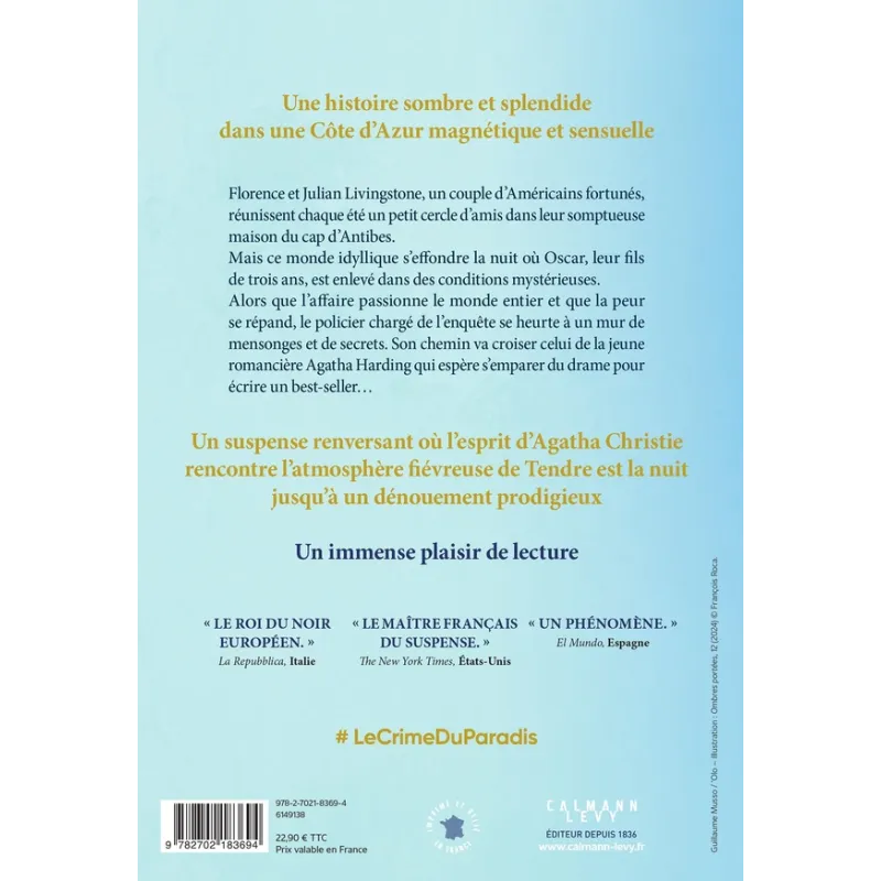Le crime du paradis - Guillaume Musso - Calmann-Lévy - Grand format - ravate.com librairie reunion