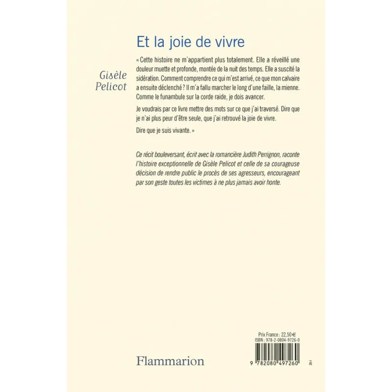 Et la joie de vivre - Gisèle Pelicot - Flammarion - Grand format - ravate.com librairie reunion
