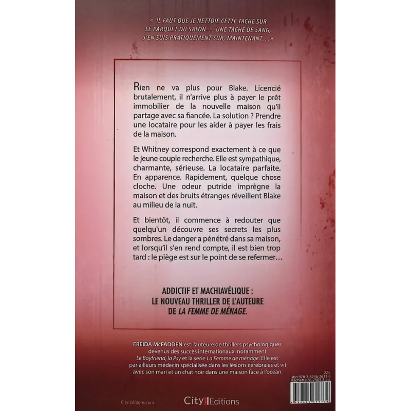 La locataire - Freida McFadden - City Éditions - Grand format - ravate.com librairie reunion