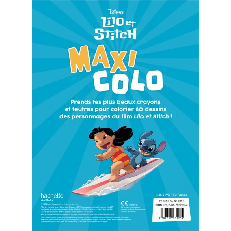 Maxi colo : Lilo et Stitch - Disney - Disney Hachette - Papeterie / Coloriage - ravate.com librairie reunion