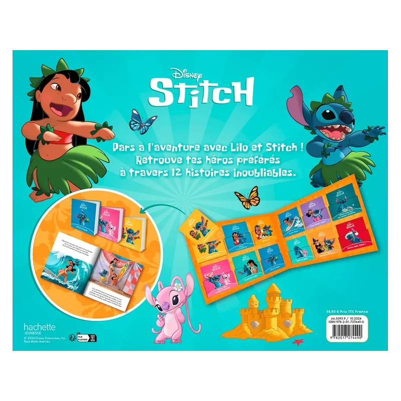 Stitch : Les 12 livres de ton héros - Disney - Disney Hachette - Grand format - ravate.com librairie reunion
