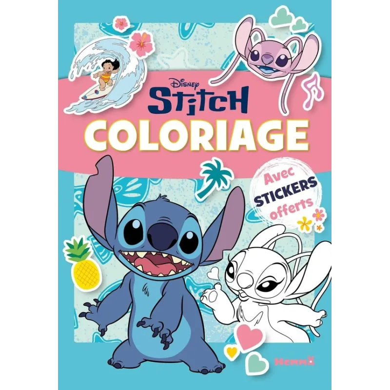 Coloriage avec stickers : Disney Stitch - Disney - Hemma - Papeterie / Coloriage - ravate.com librairie reunion