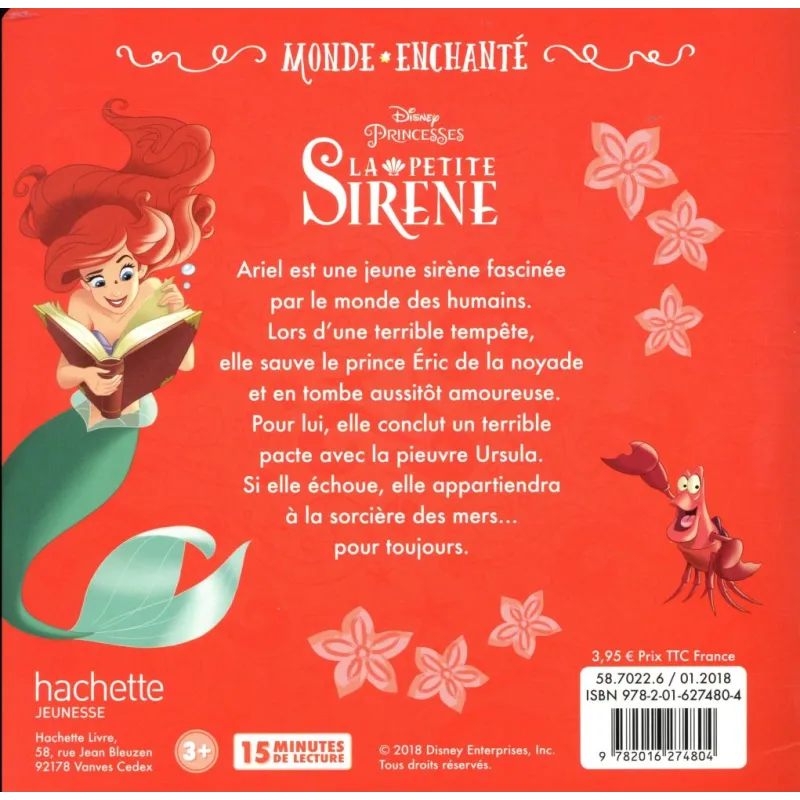 La Petite Sirène : Disney monde enchante - Disney - Disney Hachette - Grand format - ravate.com librairie reunion