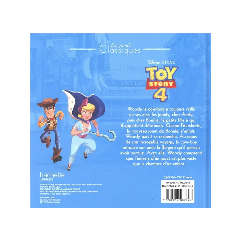 Toy Story 4 - Disney Pixar - Disney Hachette - Grand format - ravate.com librairie reunion