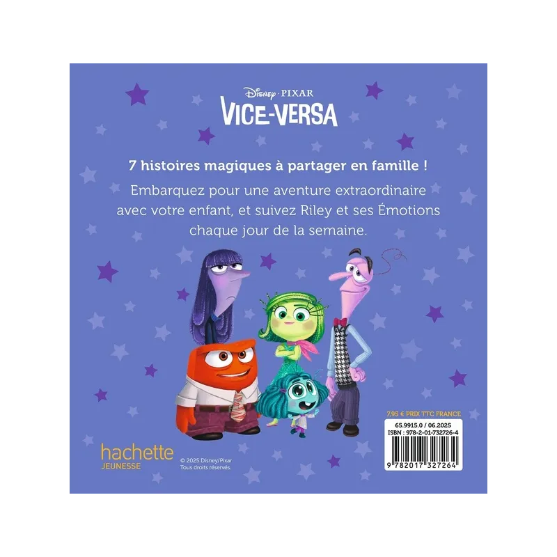7 histoires pour la semaine : Vice-versa - Disney Pixar - Disney Hachette - Grand format - ravate.com librairie reunion