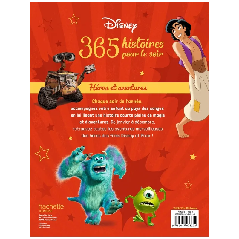365 histoires pour le soir ; héros et aventures - Disney - Disney Hachette - Grand format - ravate.com librairie reunion