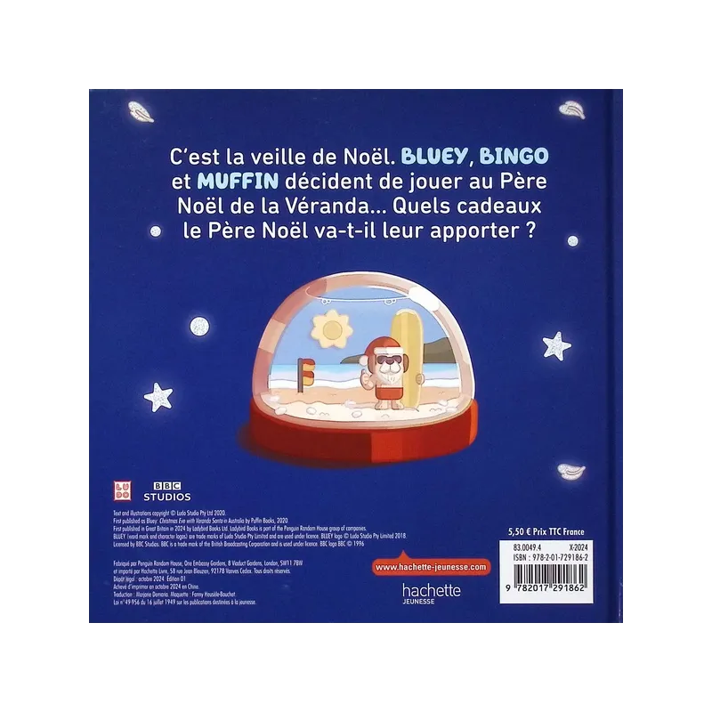 Bluey : Le Père Noël de la Véranda - Collectif - Hachette Jeunesse - Grand format - ravate.com librairie reunion