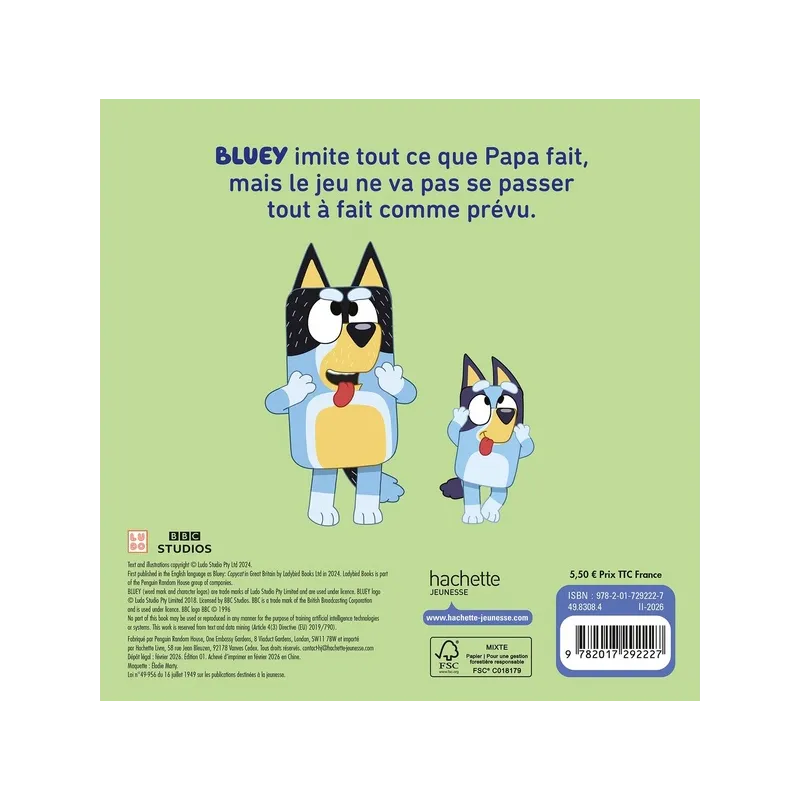 Bluey : Imitation - Collectif - Hachette Jeunesse - Grand format - ravate.com librairie reunion