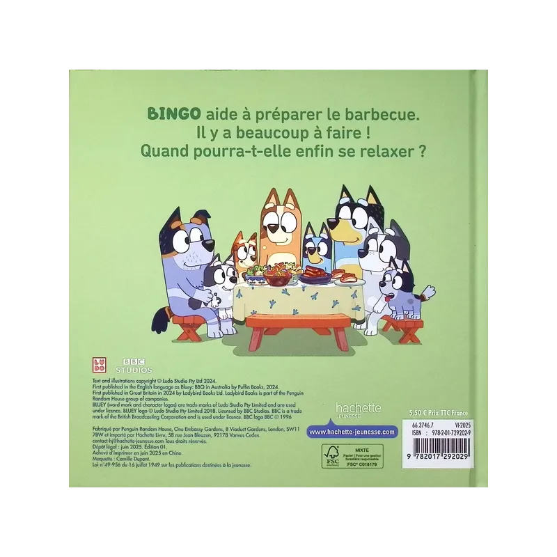 Bluey : Le barbecue - Collectif - Hachette Jeunesse - Grand format - ravate.com librairie reunion