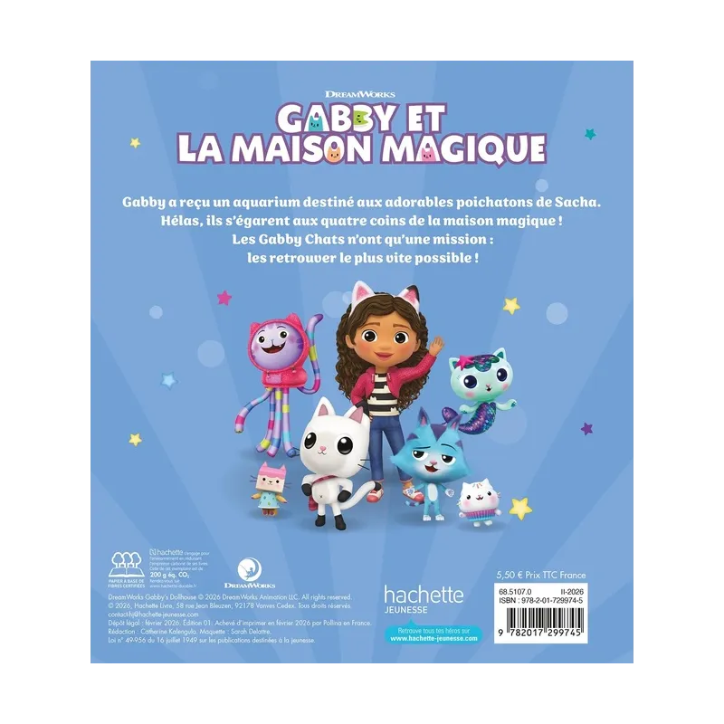Gabby et la maison magique : Sacha et les poichatons - Collectif - Hachette Jeunesse - Grand format - ravate.com librairie...
