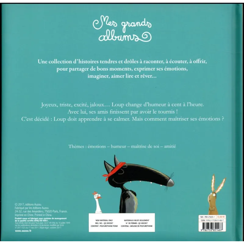 Le loup qui apprivoisait ses émotions - Orianne Lallemand, Eléonore Thuillier - Auzou - Grand format - ravate.com librairie...