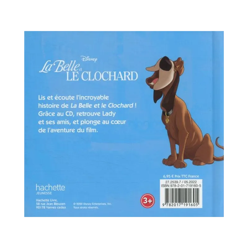 Mon histoire à écouter : la Belle et le Clochard - Disney - Disney Hachette - Livre + CD Audio - ravate.com librairie reunion