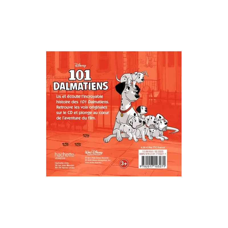 Mon histoire à écouter : les 101 Dalmatiens - Disney - Disney Hachette - Livre + CD Audio - ravate.com librairie reunion